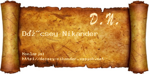 Décsey Nikander névjegykártya